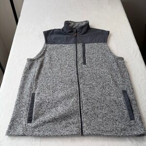 George Sweater Fleece Vest Mens 2XL Grey Good Full Zip GM31Y018HB